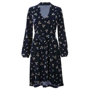 Cabi Decked Out Blue Velvet Floral Dress Size L *No Belt